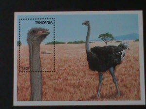 TANZANIA - OSTRICH STRUTHIO CAMELUS BIRDS MNH-S/S VF  WE SHIP TO WORLDWIDE