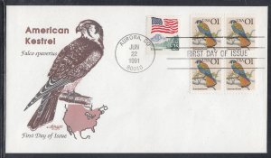 USA Scott 2476 Blk 4 Artmaster FDC - American Kestrel