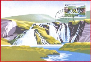 aa3231  -  ISLAND  - POSTAL HISTORY -  MAXIMUM CARD  1983   Waterfalls