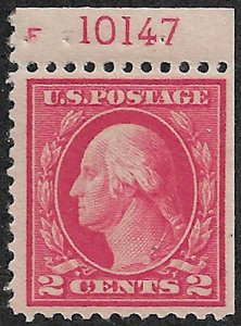 US #499 PLATE NUMBER SINGLE, VF/XF mint hinged with plate number, from bookle...