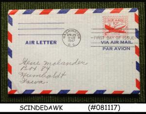 UNITED STATES USA - 1947 10c AIR MAIL AIR LETTER - FDI