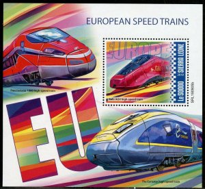 SIERRA LEONE  2019 EUROPEAN HIGH SPEED  TRAINS  SOUVENIR SHEET MINT NEVER HINGED