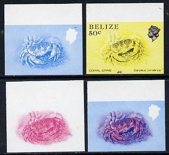 Belize 1984-88 Coral Crab 50c def imperf progressive marg...