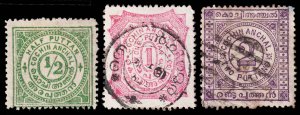 India - Cochin Scott 9-11 (1898) Used/Mint H F-VF, CV $8.25 C