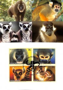 United Nations UN endangered species maximum card no. 92 monkeys