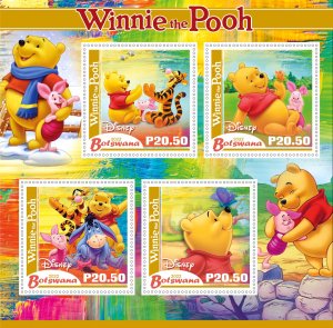 Stamps.Cartoons ,Winnie The Pooh 2022 year, sheet 1+1 sheets  perforated