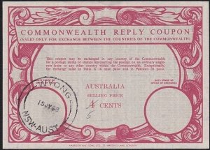 AUSTRALIA 1970 4c Commonwealth Reply Coupon - changed to 5c in Mss.........A6846