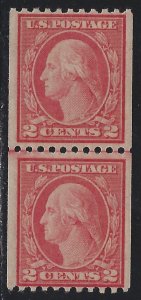 Scott # 450  Lot E172  2c Washington Coils Vertical Pair  MNH OG