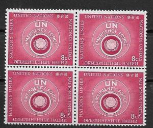 United Nations 1957 New York UN Emergency Fund C# 51-52 Block of 4 MNH