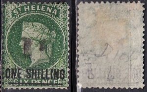 Saint Helena 16 (used) 1sh on 6p Queen Victoria, green (1864)