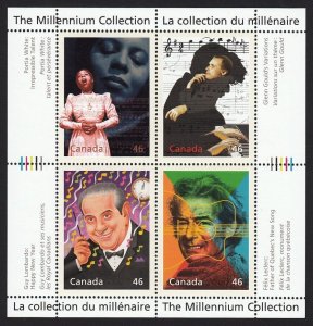 MILLENNIUM =  ENTERTAINERS = Canada 1999 #1820 = MH PANE, SHEET of 4 (#3)