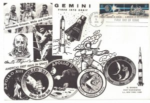 #1435b FDC, 8c Space Achievements, C. Sarzin cachet (5x)