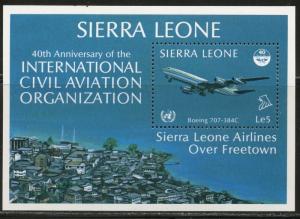 SIERRA LEONE Sc#680-684 1985 Civil Aviation Airplanes Complete Set & S/S OG MNH