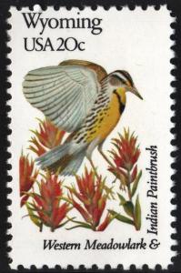 SC#2002 20¢ State Birds & Flowers: Wyoming (1982) MNH