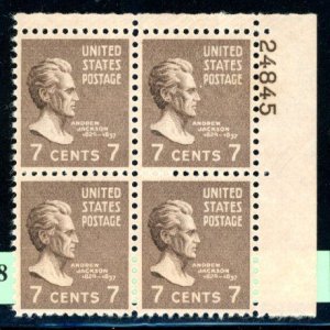 PKStamps - USA - 812 - MNH - Plate Block #28-278