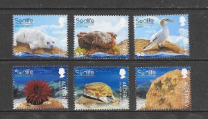 ALDERNEY #661-6  MARINE LIFE  MNH