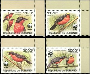 Burundi 2011 Sc 917-920 WWF Birds CV $15