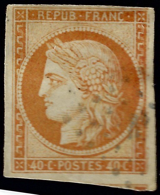 France Sc #7 Used F-VF hr SCV$450...French Stamps are Iconic!