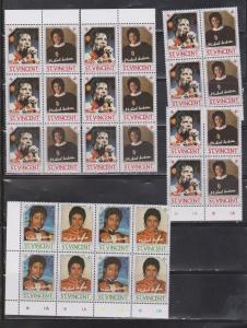 St Vincent Wholesale Lot Of MNH Michael Jackson Stamps Catalogue Value $105 +