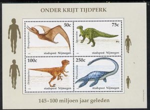 NETHERLANDS, NIJMEGEN - 1994 - Dinosaurs - Perf 4v Sheet - Mint Never Hinged