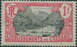 French Oceania 1913 SG34 1f black and red Valley of Fautaua MLH