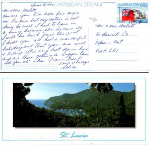 Saint Lucia, Picture Postcards, Ships, Flags