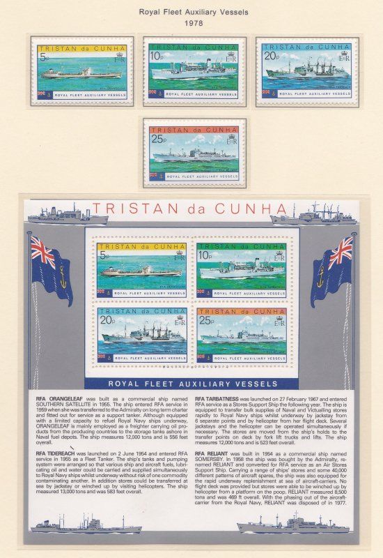 Tristan Da Cunha # 247-250 & 250a, Royal Fleet Auxillary Vessels, NH, 1/2 Cat.