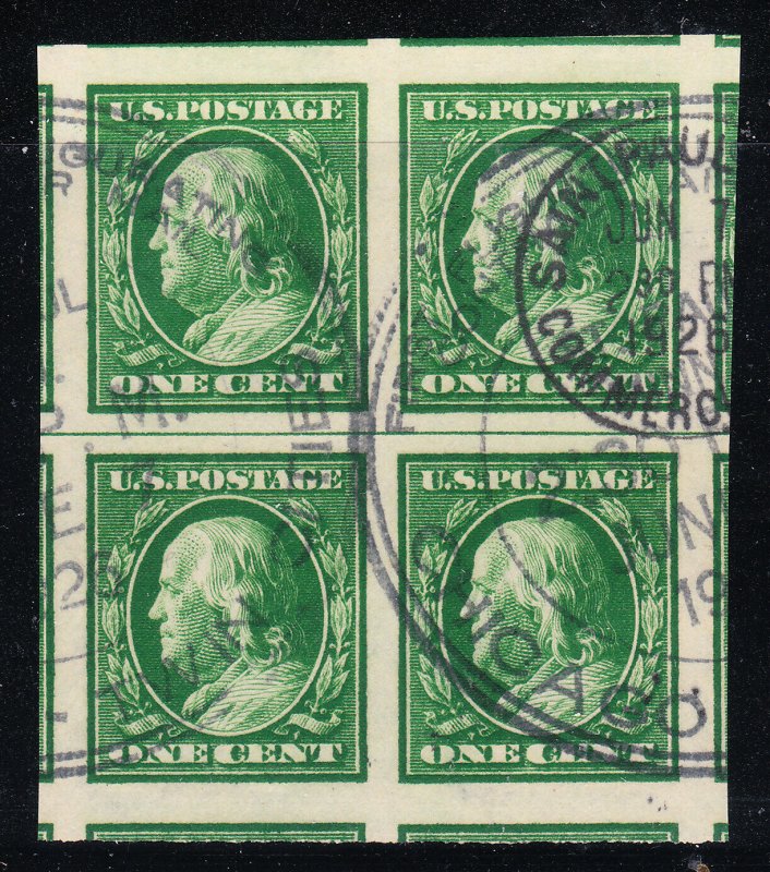 MOstamps - US #383 Used Block of 4 Grade GEM 100 with PSE Cert - Lot # MO-2970