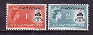 Cayman Is.-Sc#151-2- id2-unused hinged set-QEII-New Constitution-1959-