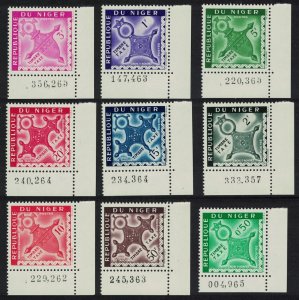 Niger Postage Due 9v Control Numbers RAR 1962 MNH SG#D123-D131