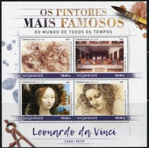 MOZAMBIQUE 2016 FAMOUS PAINTERS LEONARDO DA VINCI  SHEET MINT NH