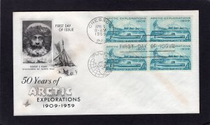 1128 Arctic Exploration, FDC blk/4 Art Craft cachet