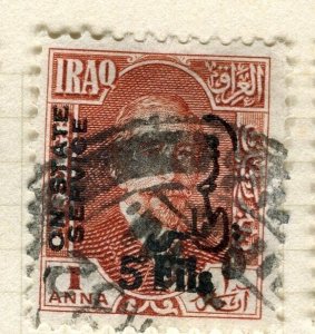 IRAQ; 1932 surcharged Faisal STATE SERVICE issue used Shade of 5f. value