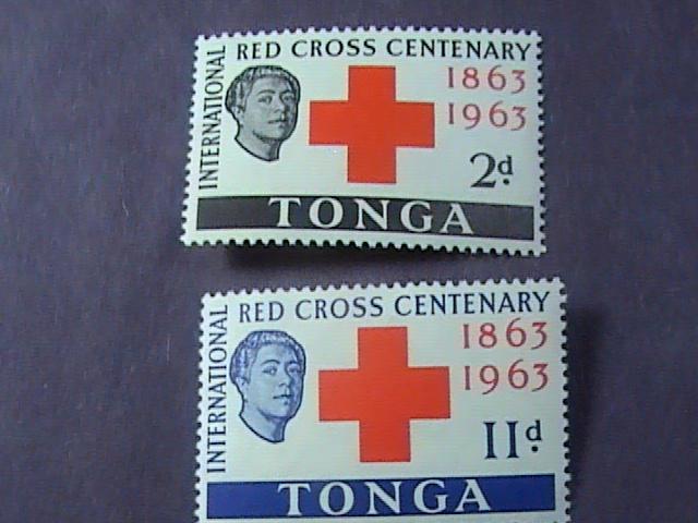 TONGA # 134-135 -MINT NEVER/HINGED-COMPLETE SET--RED CROSS--QEII-1963