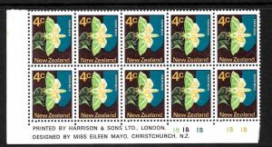 NEW ZEALAND  1970   4c   PICTORIAL   MNH   PLATE  BLK 10 #1B1B1B1B