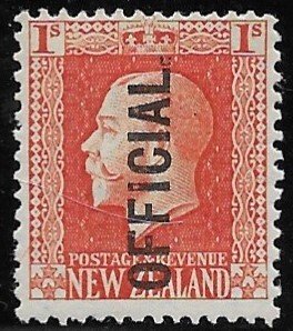 New Zealand O-50   1916    1 sh   fine mint hinged ( 14 x13 1/2 )