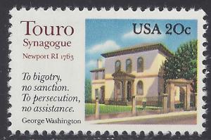 #2017 20c Touro Synagogue 1982 Mint NH