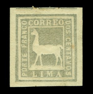PERU 1873  Llama  2c gray blue  Scott # 20  mint MH VF
