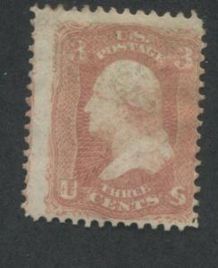 1861 US Stamp #65 3c Average Mint Original Gum Hinged Catalogue Value $125