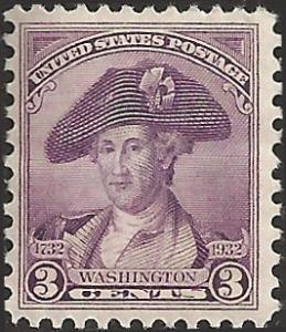 # 708 MINT HINGED DEEP VIOLET WASHINGTON BICENTENNIAL