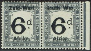 SOUTH WEST AFRICA 1923 POSTAGE DUE 6D PAIR VARIETY WES FOR WEST SETTING I 