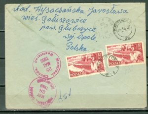 POLAND 1955 NICE REGISTERED AIR COVER TO CANADA