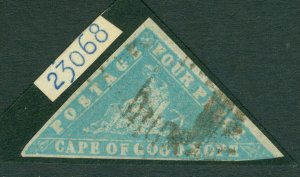 SG 14 Cape of good hope 1861 'woodblock' 4d pale milky blue. Fine used, Good