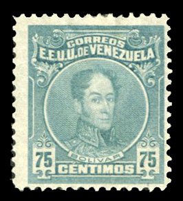 Venezuela #267a Cat$57.50, 1915 75c greenish blue, hinged