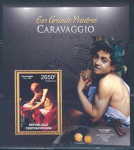 CENTRAL AFRICA 2012  THE GREATEST PAINTERS CARAVAGGIO   SOUVENIR SHEET NH