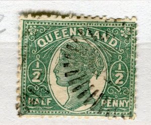 QUEENSLAND; 1890s early classic QV issue fine used Shade of 1/2d. value