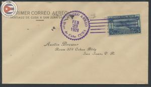 Cuba 1928 First Flight Cover Santiago - San Juan Puerto Rico | Edifil E8 | CU...