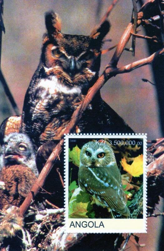 Angola 2000 Owls SS No.I  Perf. MNH VF 