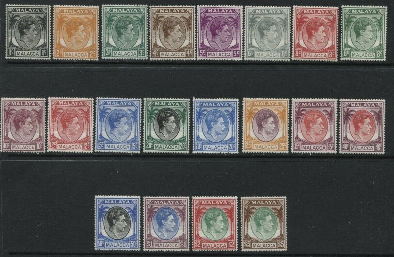 Malaya Malacca 1949-52 complete set mint o.g. hinged