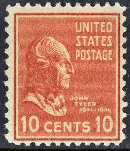 SC#815 10¢ John Tyler (1938) MNH